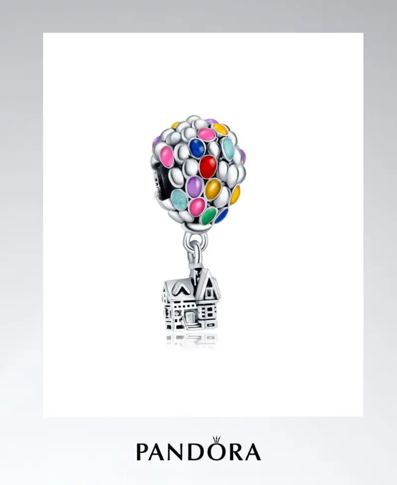 Charm globo de colores y casa colgante Pandora