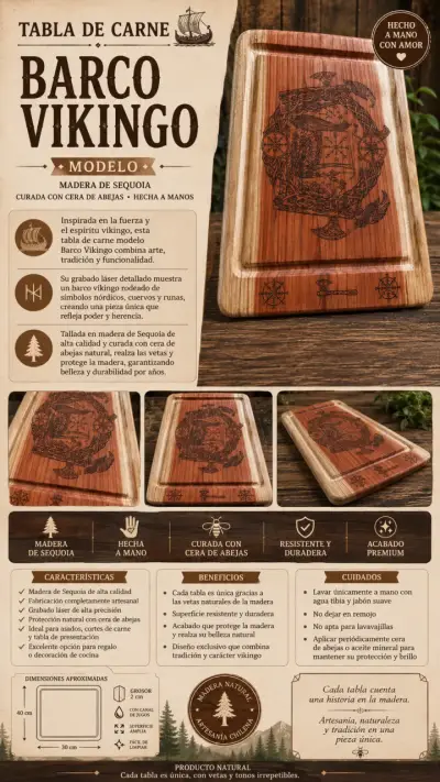 Tabla de cortar de madera grabada vikinga y otros - miniatura 2