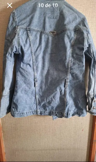 Chaqueta de mezclilla azul para mujer - miniatura 2