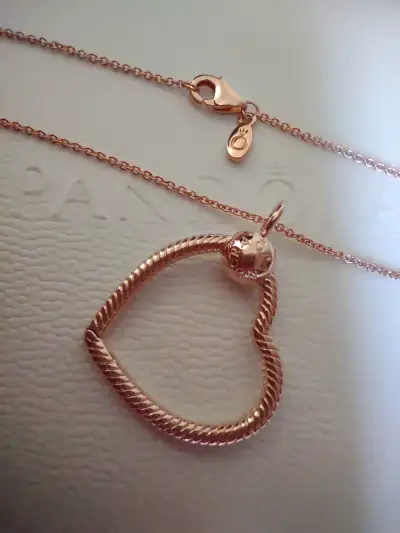 Collar Pandora Corazon en Oro Rosa 14k - miniatura 2