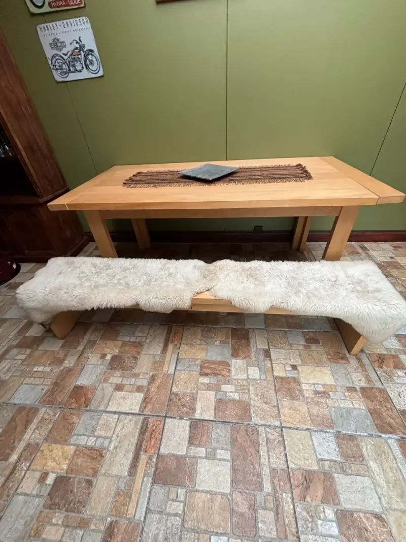 Linda mesa madera mañío con banca - 2
