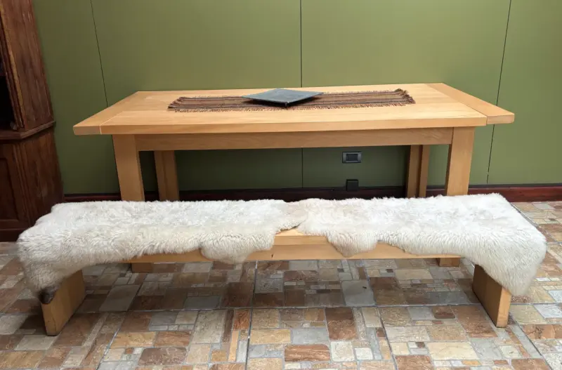 Linda mesa madera mañío con banca - 3