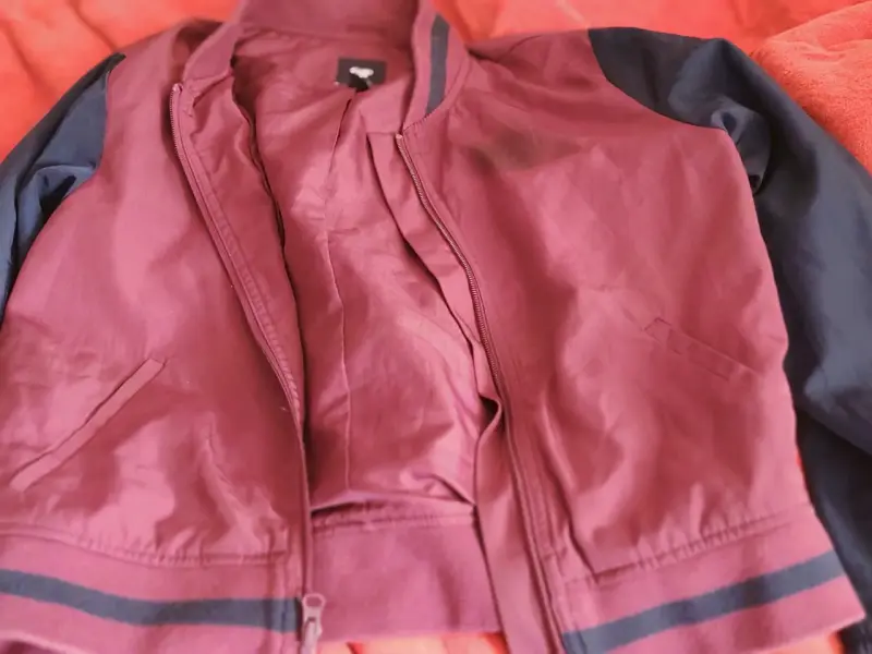 Chaqueta bomber bicolor burdeos y azul - 1