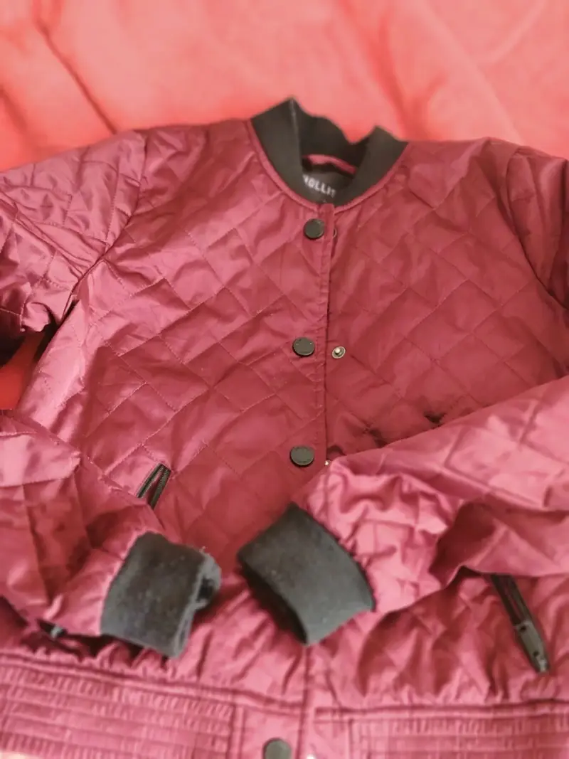 Chaqueta bomber bicolor burdeos y azul - 4