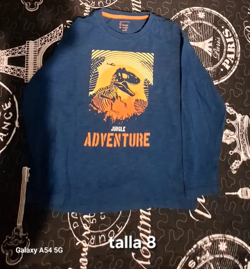 Polera manga larga infantil con diseño de dinosaurio - 2