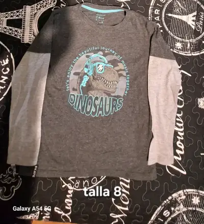 Polera manga larga infantil con diseño de dinosaurio - miniatura 7