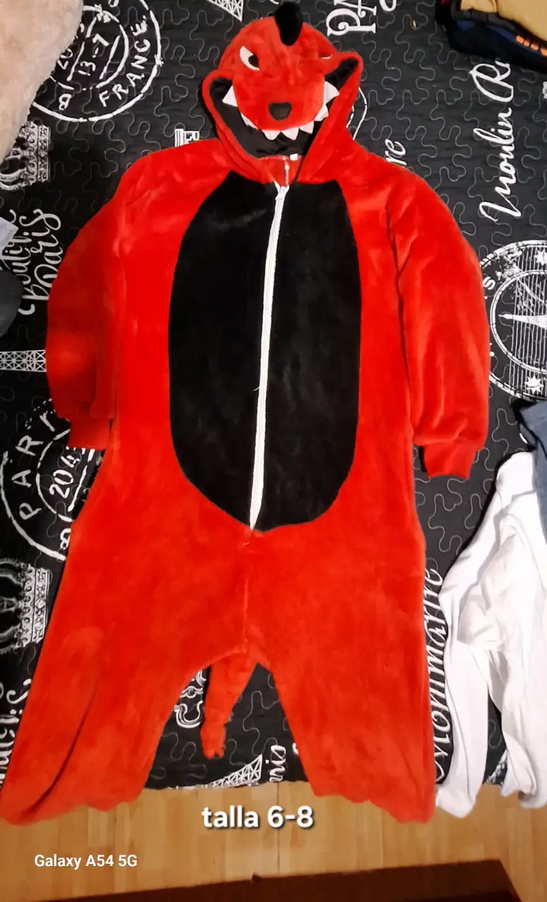 Disfraz de dragón rojo para niños talla 6-8 - 1