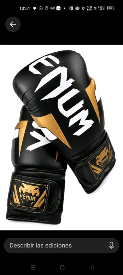 Guantes de Boxeo Venum Elite Negros y Dorados - miniatura 1
