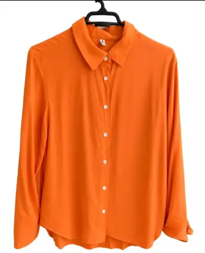 Camisa naranja de manga larga para mujer - miniatura 1