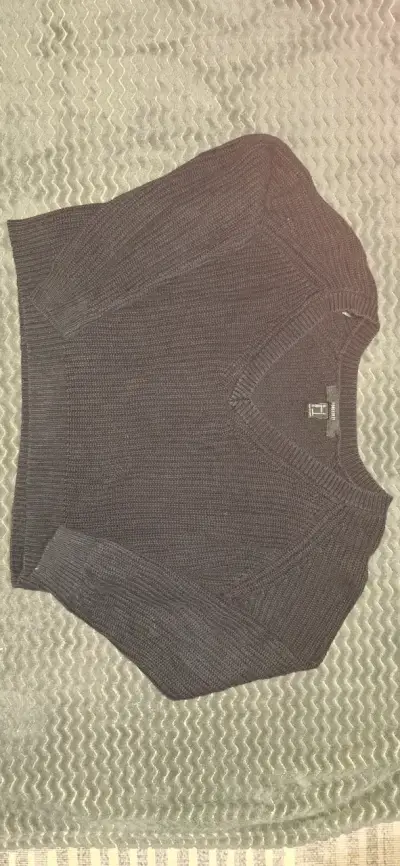 Suéter de punto gris oscuro para mujer - miniatura 1