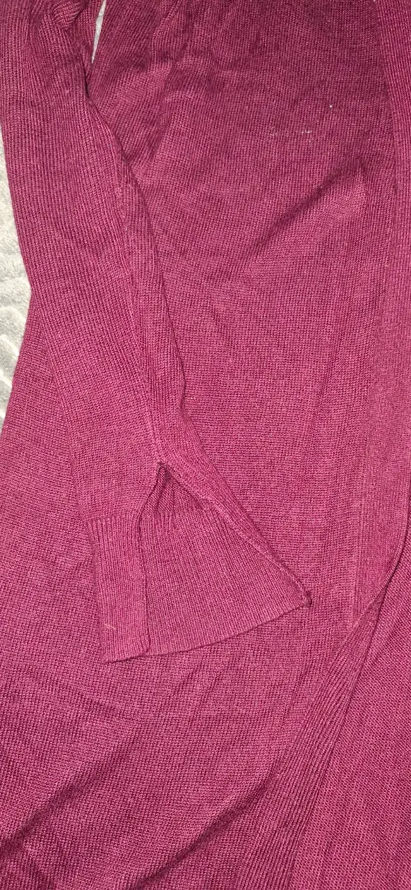 Cárdigan largo burdeos para mujer - 2