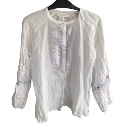Blusa blanca de encaje para mujer - miniatura 1