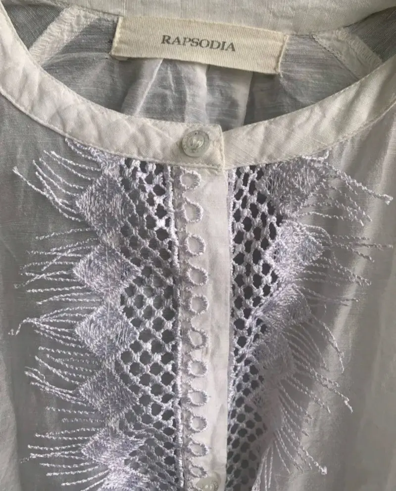 Blusa blanca de encaje para mujer - 2