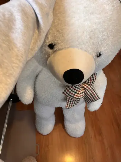 Osito de peluche gigante blanco con lazo - miniatura 1