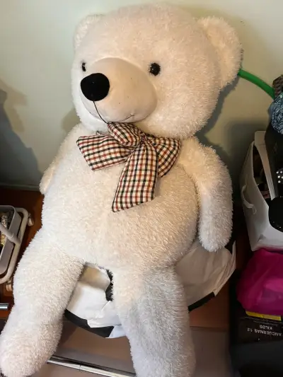 Osito de peluche gigante blanco con lazo - miniatura 2