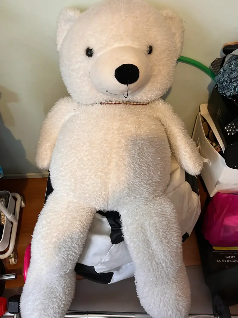Osito de peluche gigante blanco con lazo - 3