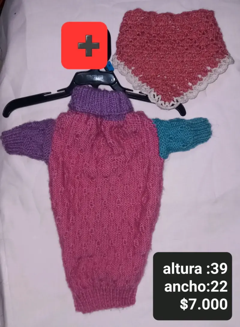 Suéter tejido para perro con pañuelo decorativo - 6