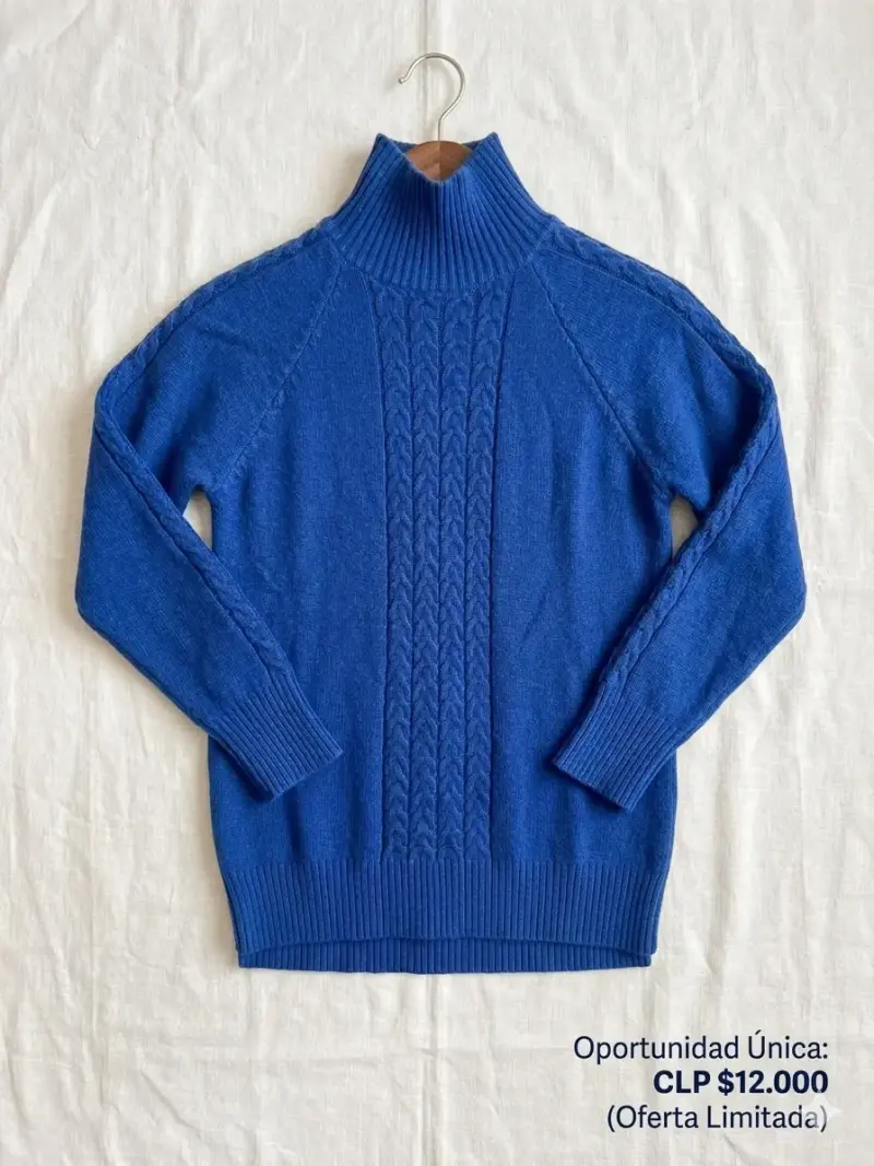 Suéter azul de cuello alto para hombre