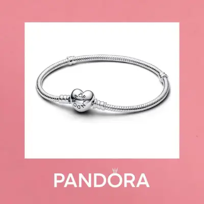 Pulsera Pandora de plata con dije corazón - miniatura 1