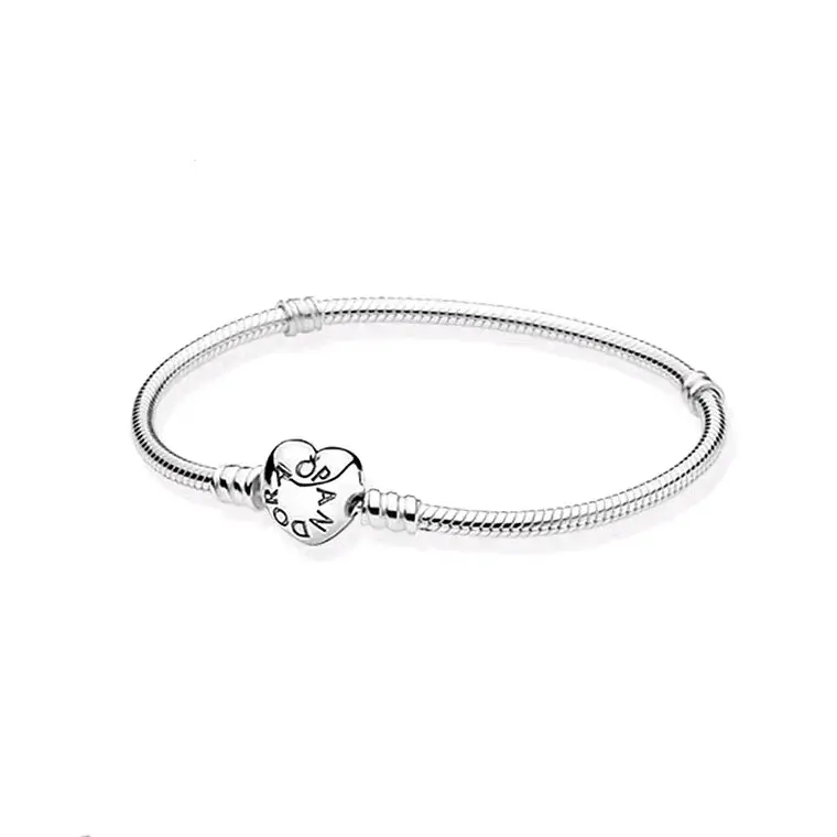 Pulsera Pandora de plata con dije corazón - 3