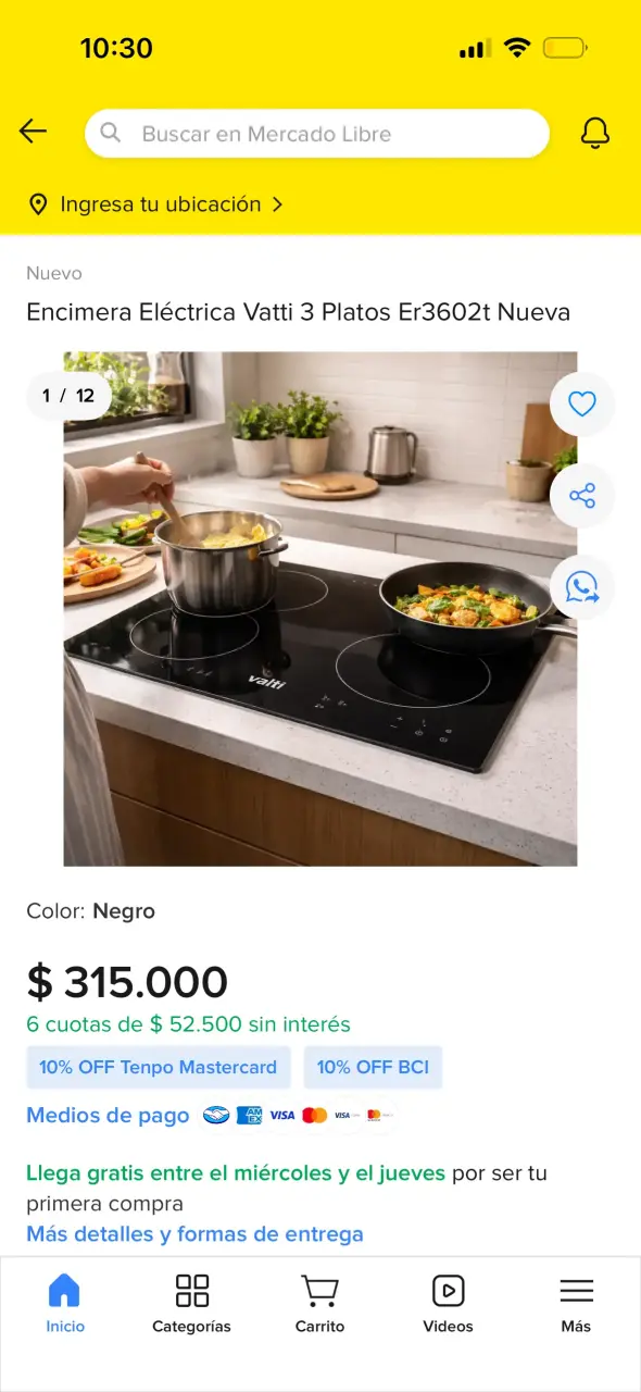 Encimera eléctrica Vatti 3 platos negra nueva - 2