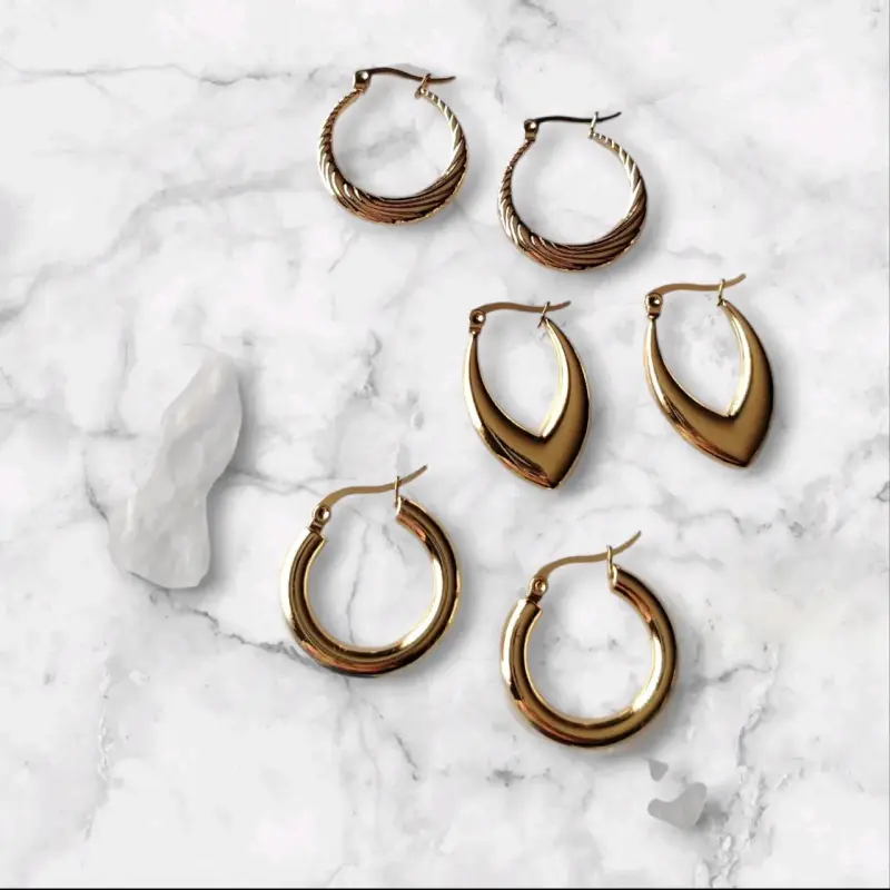 Aros de flor dorados con perla - 4