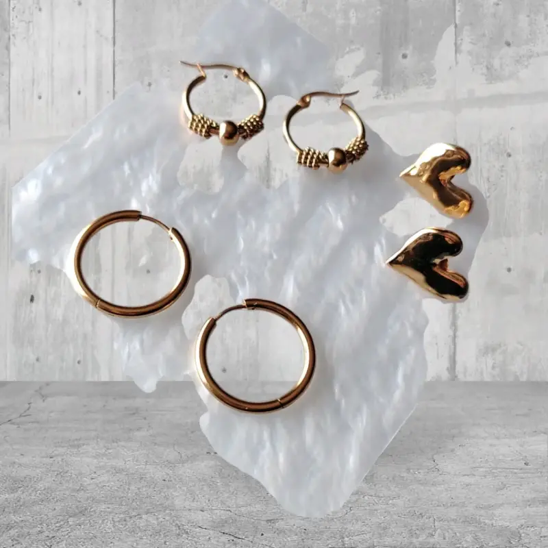 Aros de flor dorados con perla - 5