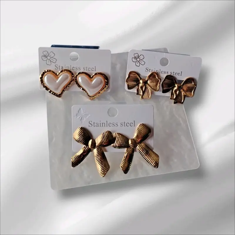 aros de acero inoxidable dorados y pulseras - 5