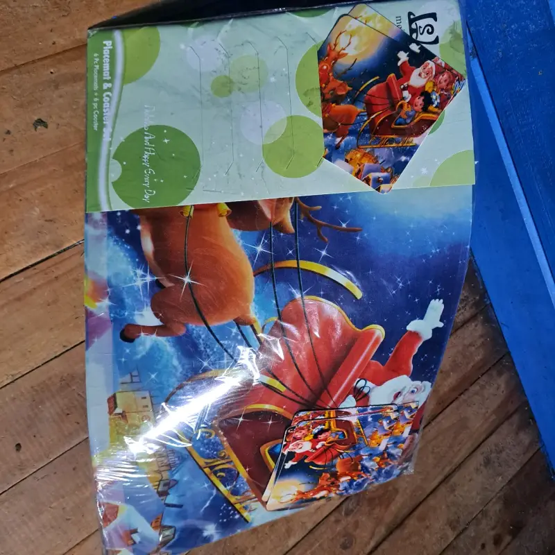 Set de manteles individuales navideños con diseño de Santa Claus