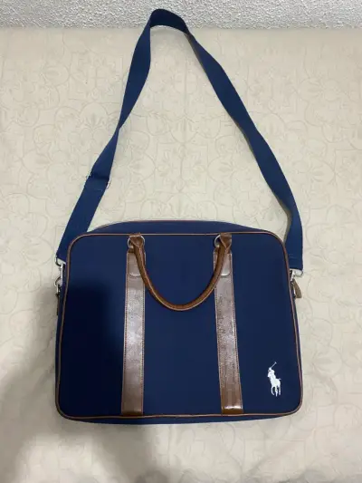 Maletín azul Ralph Lauren con detalles marrones - miniatura 2