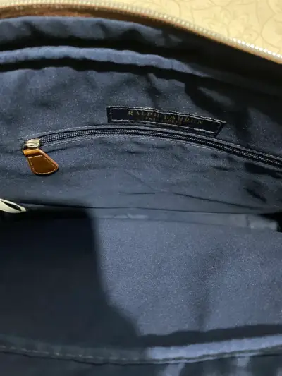 Maletín azul Ralph Lauren con detalles marrones - miniatura 3
