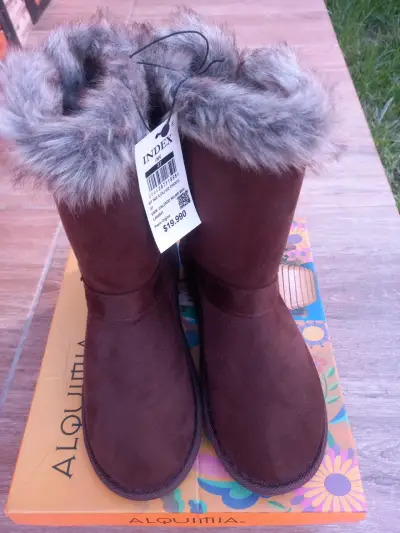 Botas de invierno marrones con forro de piel sintética Index - miniatura 1