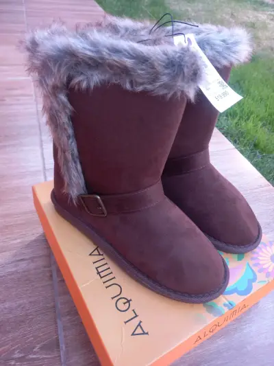 Botas de invierno marrones con forro de piel sintética Index - miniatura 2