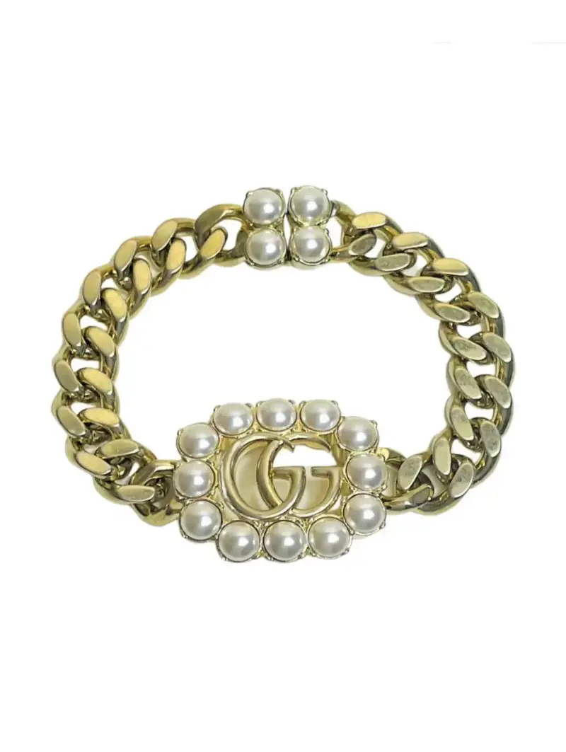 Pulsera Gucci dorada con perlas y diseño de lujo - 2