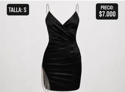 Vestido negro elegante con tirantes de cadena - miniatura 1