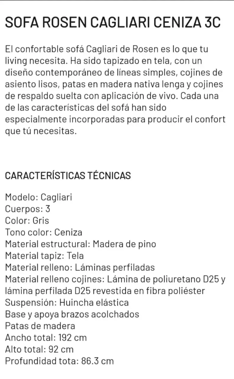 Sofá gris de 3 cuerpos en buen estado - 5