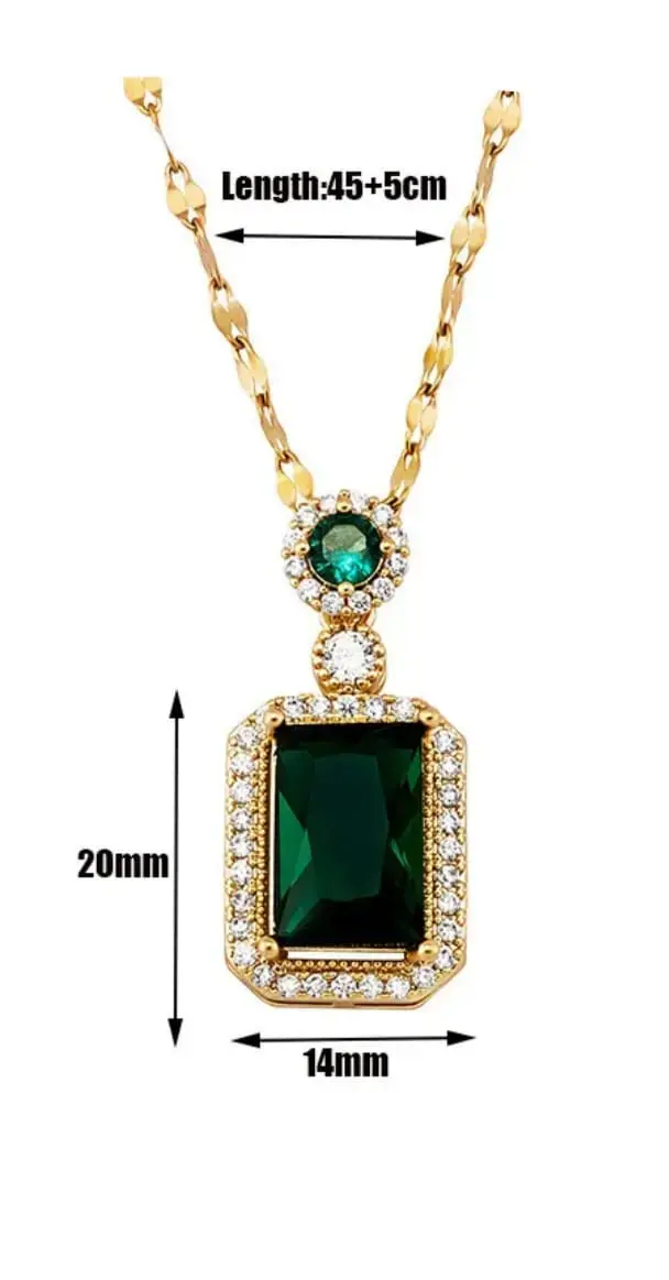 Collar de oro con colgante de esmeralda y diamantes - 4