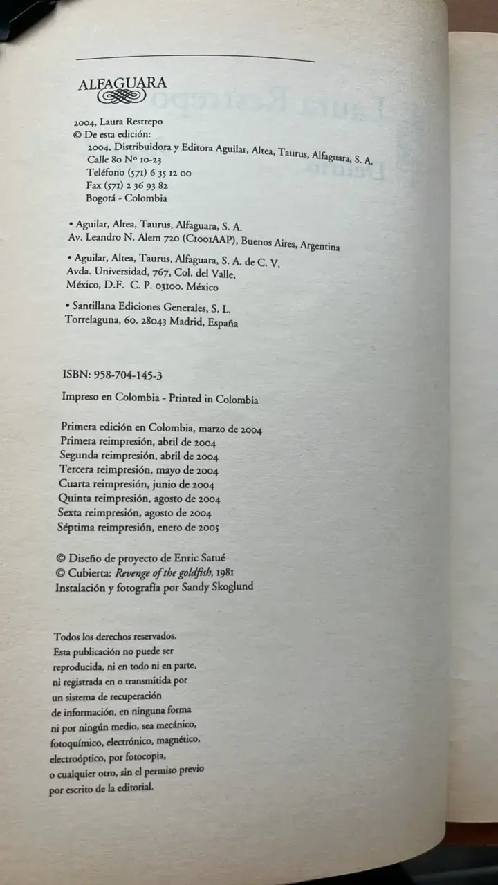 Libro 'Delirio' de Laura Restrepo - Premio Alfaguara - 3