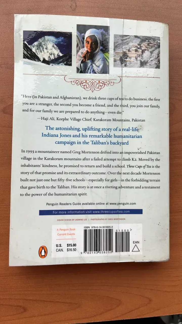 Libro 'Three Cups of Tea' de Greg Mortenson - 2