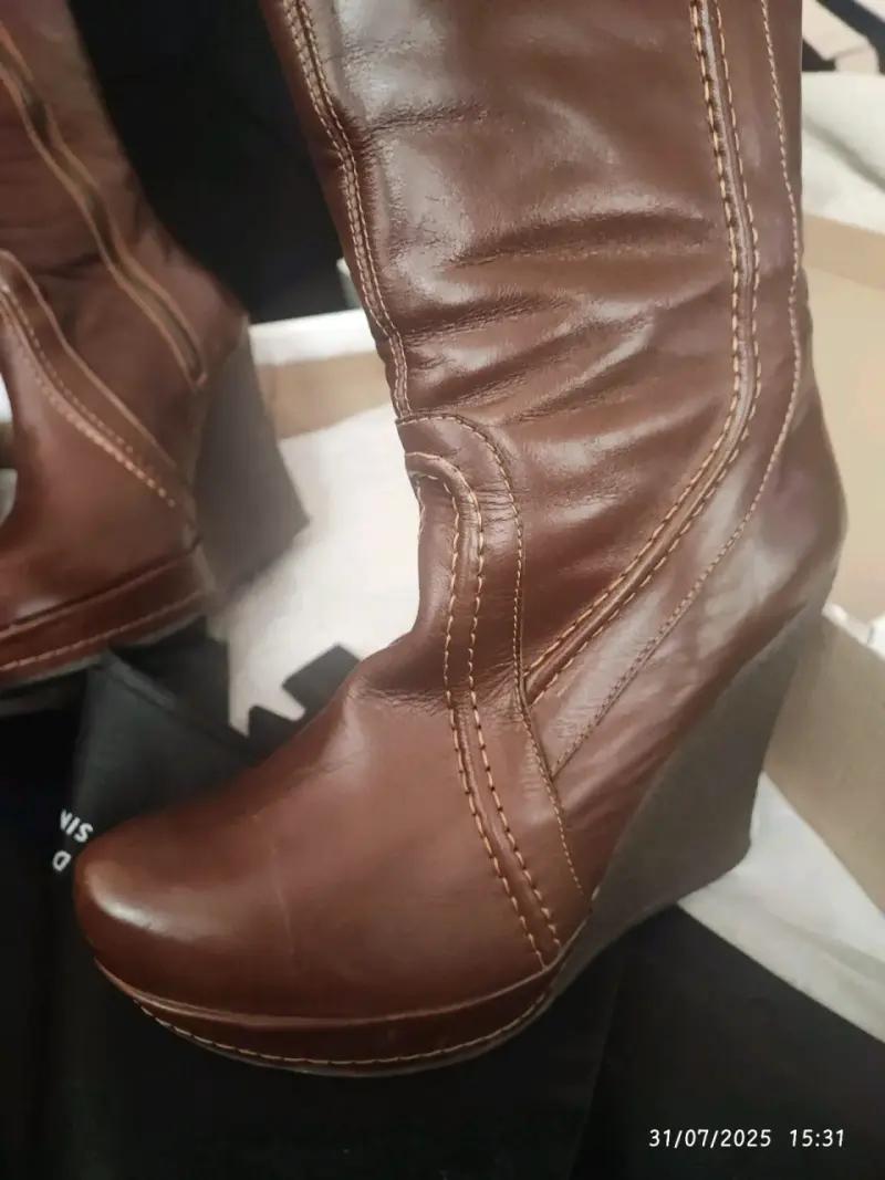 Botas de cuero marrón con plataforma - 1