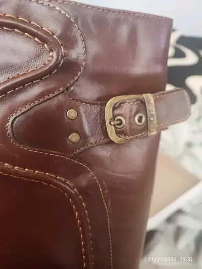 Botas de cuero marrón con plataforma - miniatura 2