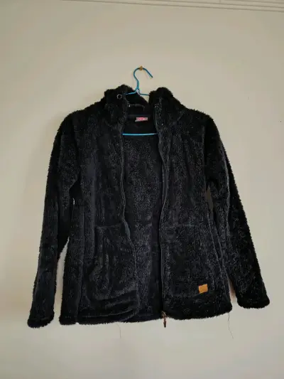 Chaqueta de felpa negra con capucha - miniatura 2