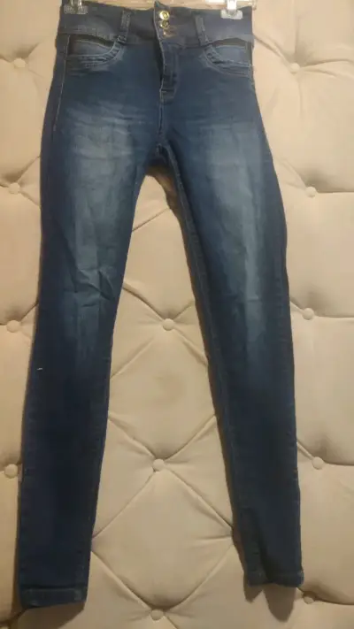 Jeans best west ajustados azul oscuro para mujer - miniatura 1
