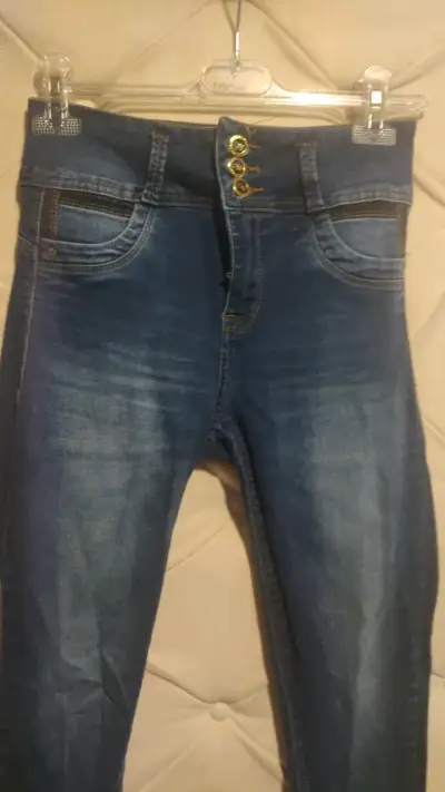 Jeans best west ajustados azul oscuro para mujer - miniatura 2