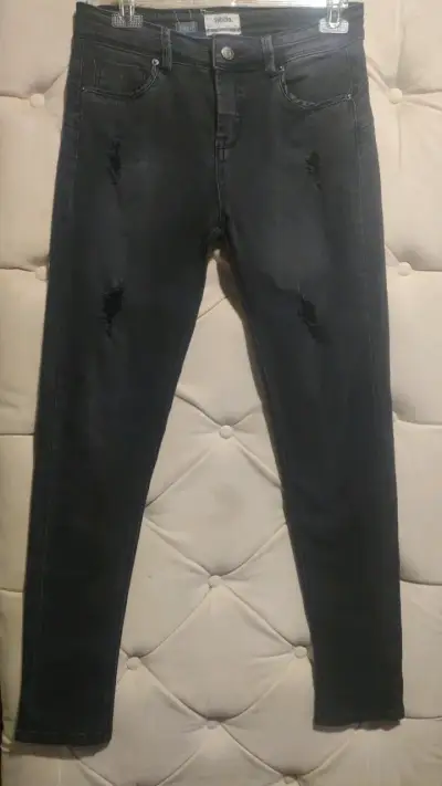 Jeans negros desgastados para mujer Sybilla - miniatura 1