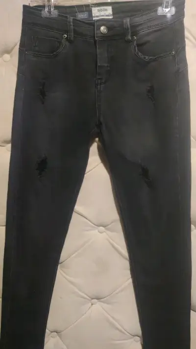 Jeans negros desgastados para mujer Sybilla - miniatura 3