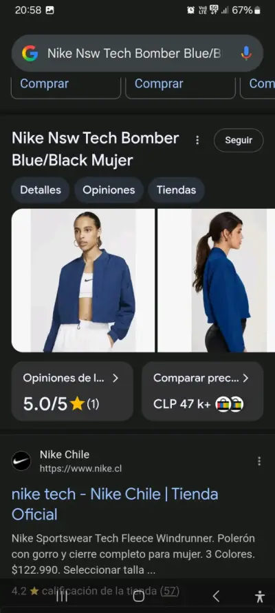Chaqueta casual azul Nike para mujer - miniatura 3