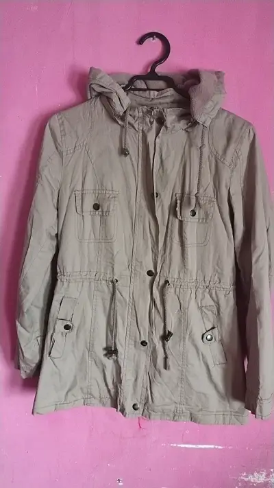 Parka beige con capucha para mujer - miniatura 1
