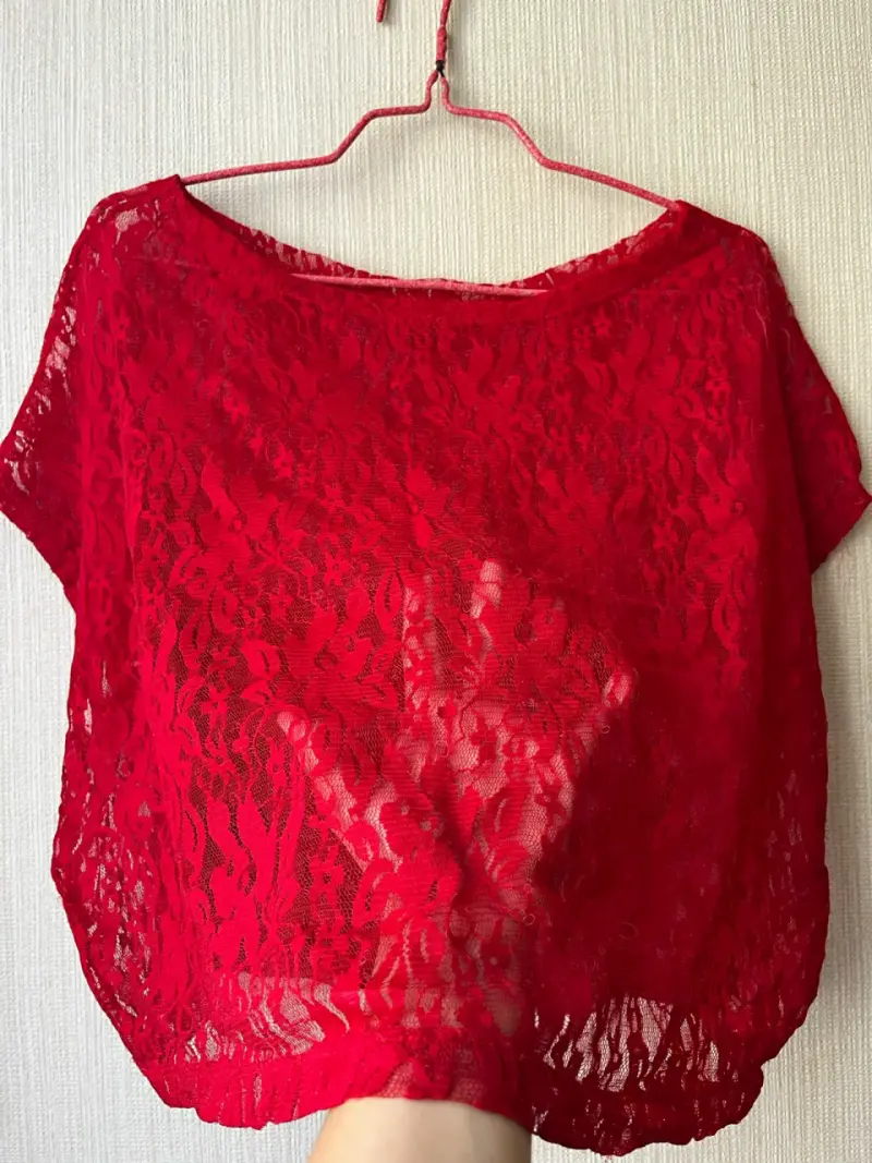 Blusa de encaje roja para mujer - 2