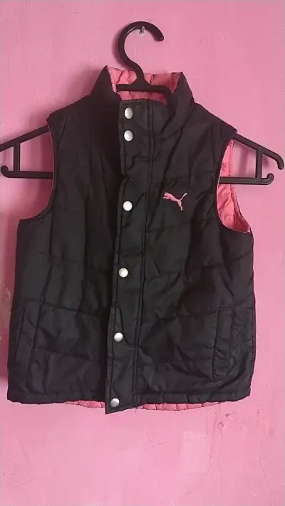 Chaleco acolchado negro para niños Puma reversible - miniatura 1